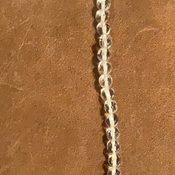 Clear Sparkly Beads Strung On White Cord With Silver-Tone Clasp - Picture 7 of 13